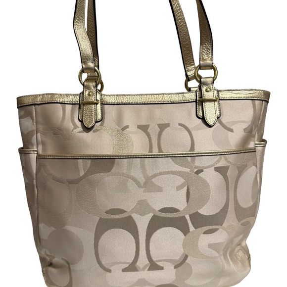 Coach Metallic Gold and Cream Tote - Picture 9 of 10